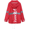 Hip Hop Red Print Reflective Stripes Hooded Jacket