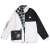 Reversible Patchwork Checkerboard Embroidered Print Patch Jacket