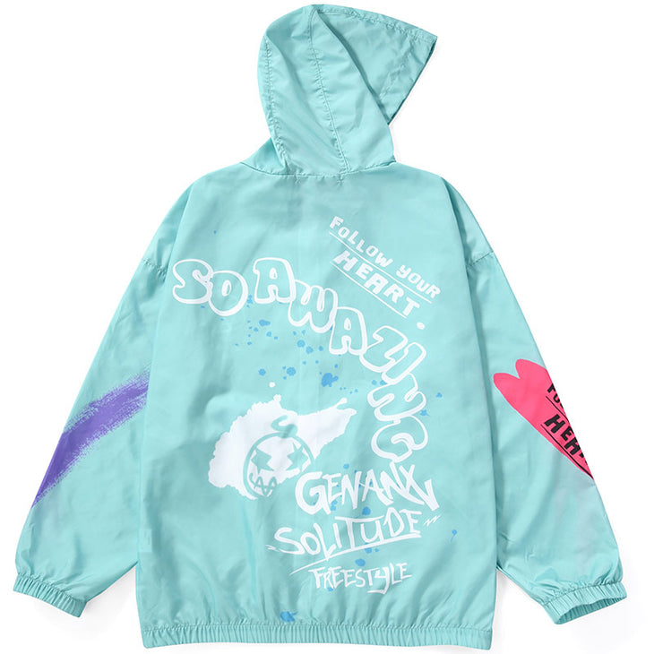 Colorful Splattered Graffiti Letters Hooded Jacket