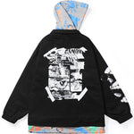 Street Style Pattern And Graffiti Print Hooded Jacket