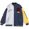 Contrast Patchwork Printed Embroidery Detachable Badge Jacket