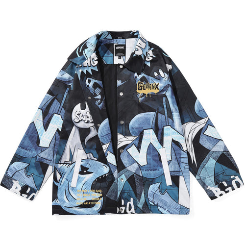 Abstract Style Painting Print Couple Lapel Jacket