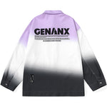 Multicolor Gradient And Letter Print Button Jacket