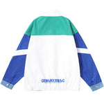 White Sports Style Color Block Loose Jacket