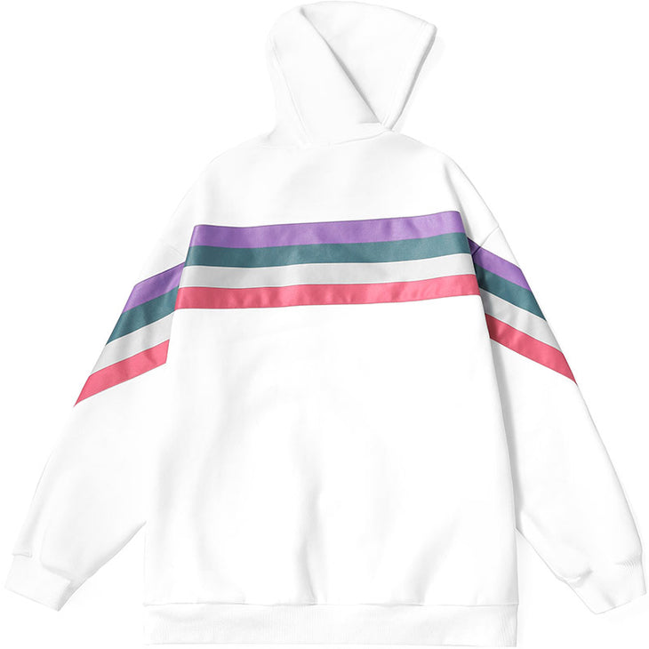Color Block Stripe Hooded Padded Jacket