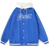 Preppy Typography Jacket With Removable Hooded