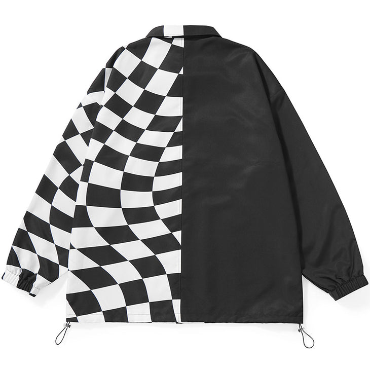 Street Checkerboard Patchwork Unisex Jacket