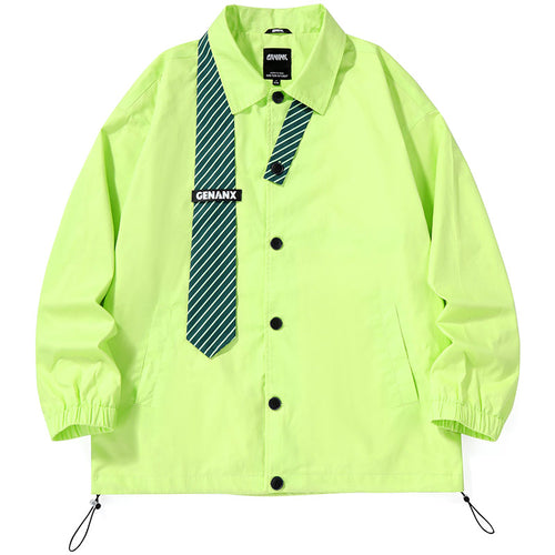 Plain Print Jacket With Detachable Tie