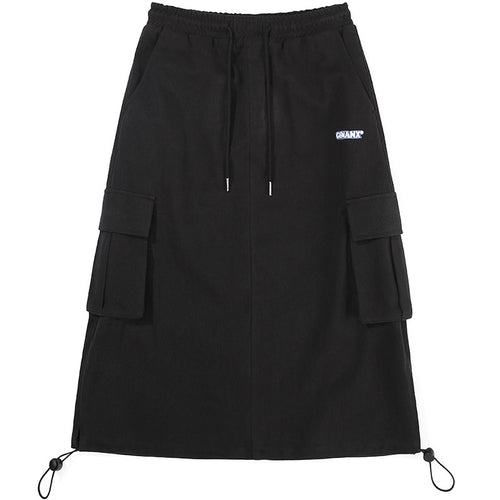 Safari Style Plain Pockets Midi Skirts