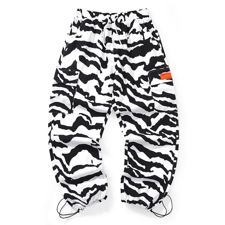 Trendy Zebra Print Pocket Straight Jogger Pants