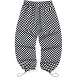 Checkerboard Label Stretch Rope Casual Pants