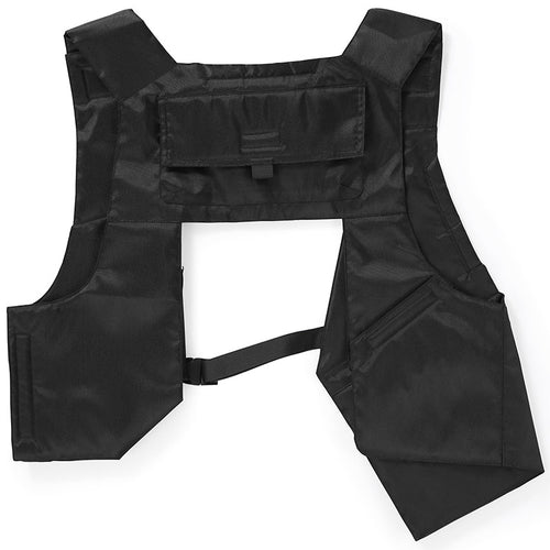 Black Casual Pockets Double-Breasted Vest