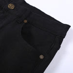Vintage Black Plain Ripped Skinny Denim Pants