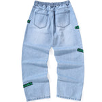 Street Letter Jacquard Straight Denim Jeans