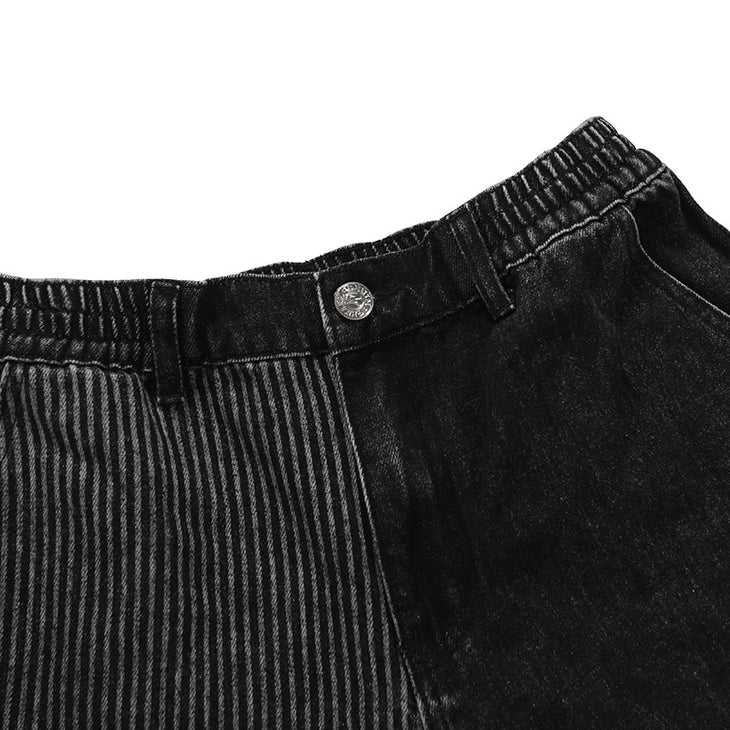 Asymmetric Logo Print Denim Jeans