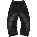 Gray Gradient Stitching Straight Denim Jeans