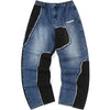 Asymmetric Color Block Patchwork Denim Jeans