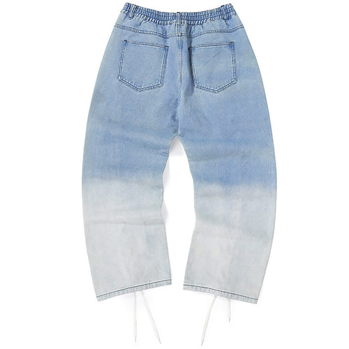 Blue Drawstring Gradient Denim Jeans