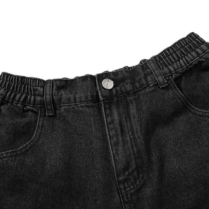 Black Drawstring Gradient Denim Jeans