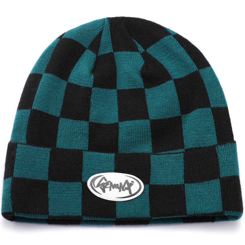 Checkerboard Logo Label Knitted Woolen Hat