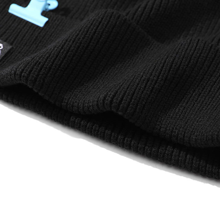 Removable Clip Logo Knitted Woolen Hat