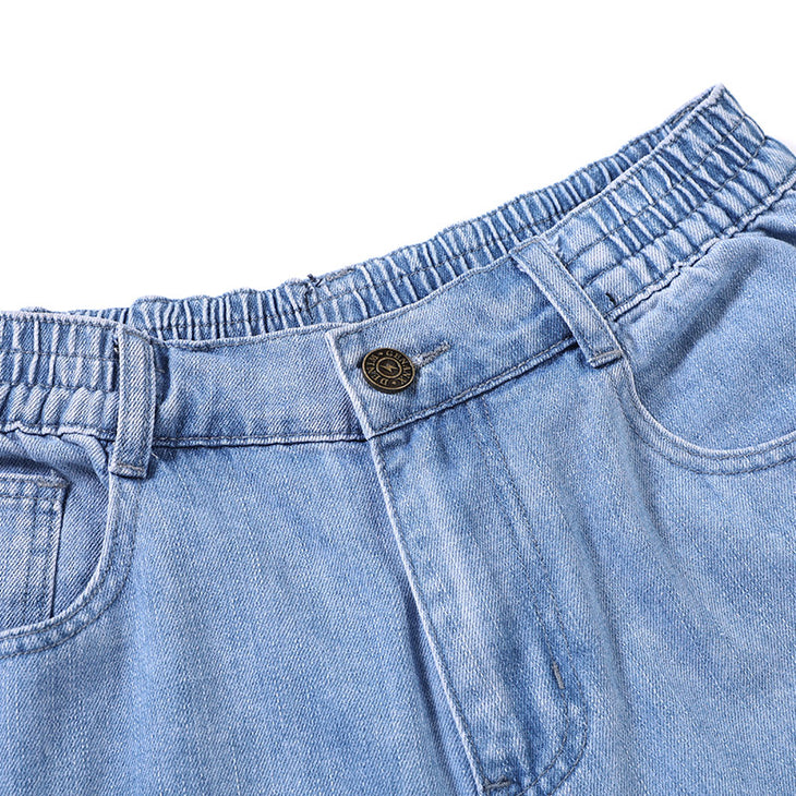 Gradient Patchwork Pocket Zipper Denim Shorts
