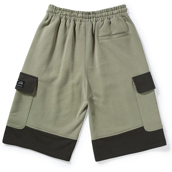 Safari Style Color Block Print Pocket Casual Shorts