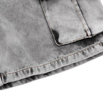 Gray Letter Embroidery Zipper Denim Shorts