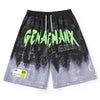 Gradient Graffiti Letter Print Label Straight Shorts