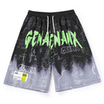 Gradient Graffiti Letter Print Label Straight Shorts