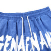 Gradient Graffiti Letter Print Label Straight Shorts