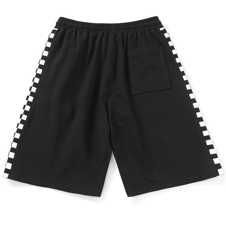 Color Block Checkerboard Label Straight Shorts
