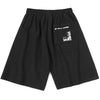 Black Print Mid-Waist Loose Straight Shorts