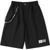 Checkerboard Label Braided Rope Loose Straight Shorts