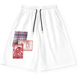 Plain Patchwork Graffiti Loose Straight Shorts