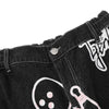 Black Cartoon Bowling Bottle Full Print Denim Shorts