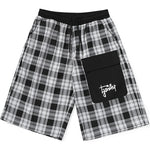 Plaid Letter Print Patchwork Pocket Straight Casual Shorts