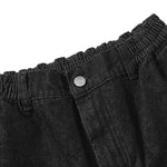 Black Asymmetric Pocket Ripped Denim Shorts