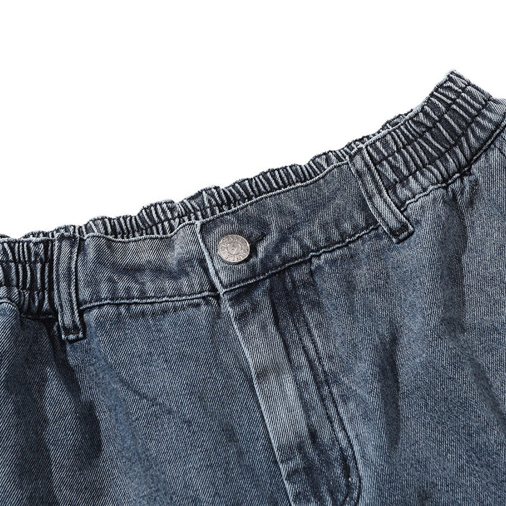 Plain Ripped Pocket Straight Denim Shorts