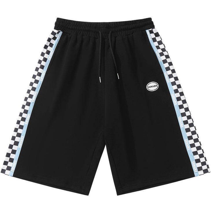 Color Block Checkerboard Print Casual Sporty Shorts