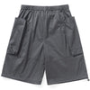 Safari Style Black Plain Pocket Shorts