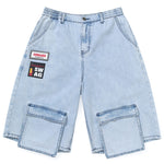 Vintage Denim Blue Straight Cargo Shorts