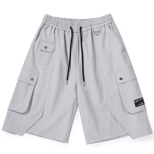 Safari Style Label Multi-Pocket Cropped Shorts