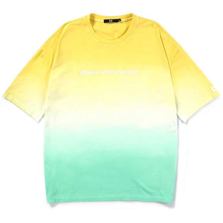 Gradient Tie-dye Cartoon Print T-Shirt
