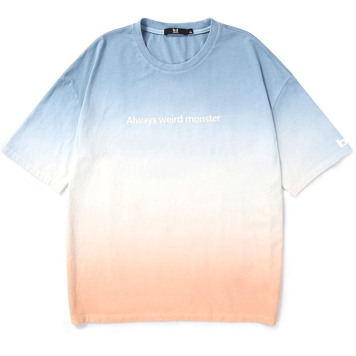 Gradient Tie-dye Cartoon Print T-Shirt