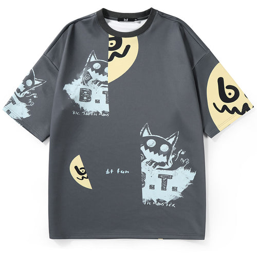 Monster Print Space Cotton Couple T-Shirt