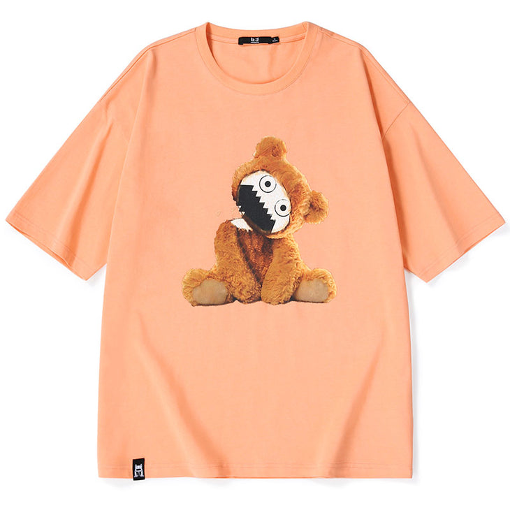 Big Tooth Bear graphic letter Print T-Shirt