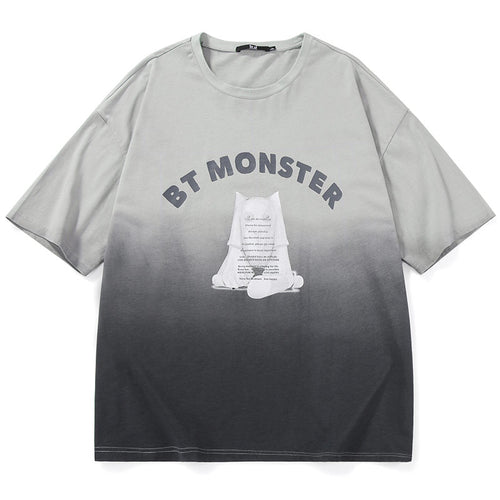 Gradient Monster Letter Print T-Shirt