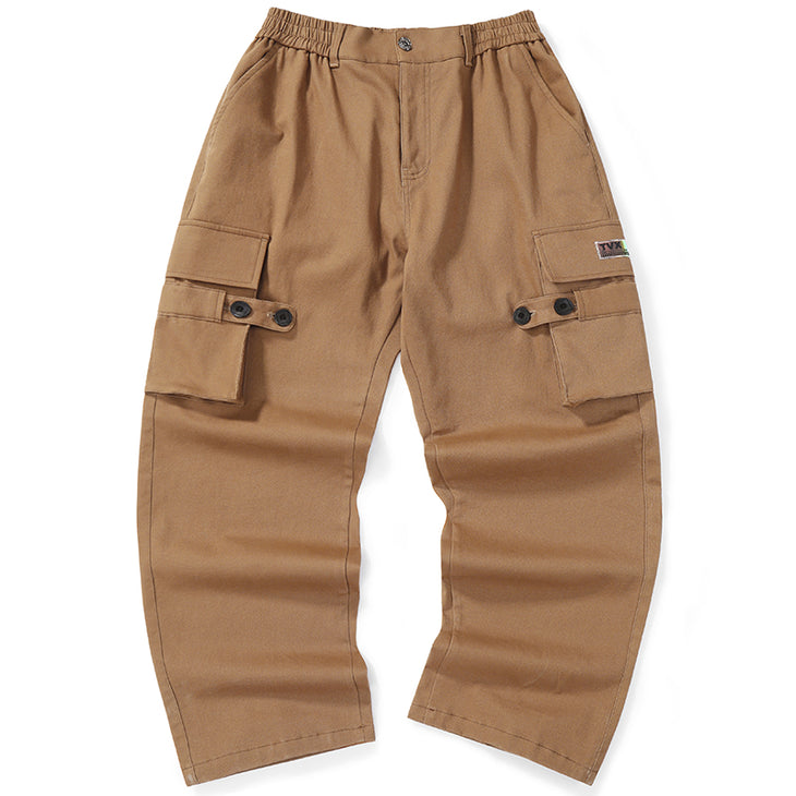 Safari Style Brown Plain Casual Pants