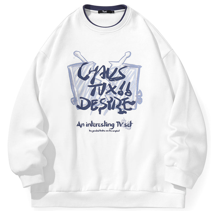 Minimalist Letter Print Fleece Sweatshirt